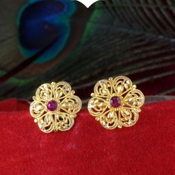 MEENAZ Gold-Plated Floral Studs Earrings-26