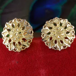 MEENAZ Gold-Plated Floral Studs Earrings-image-57