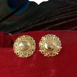 MEENAZ Gold-Plated Floral Studs Earrings-image-55