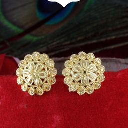 MEENAZ Gold-Plated Floral Studs Earrings-13