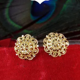 MEENAZ Gold-Plated Floral Studs Earrings-image-54
