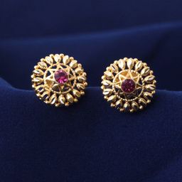 MEENAZ Gold-Plated Floral Studs Earrings-10