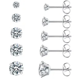 EL REGALO Set Of 5 Stone Studded Circular Stud Earrings-0