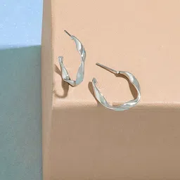 Accessorize London Women Silver Small Twist Hoop Earrings-57