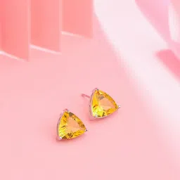 THE AAB STUDIO Rhodium-Plated Artificial Stones Studded Triangular Studs Earrings-1