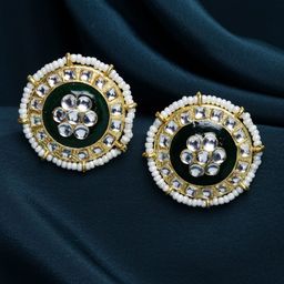 PANASH Women Gold Plated Circular Studs Earrings-picture-41