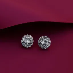Carlton London Women Silver-Toned Circular Studs Earrings-image-27