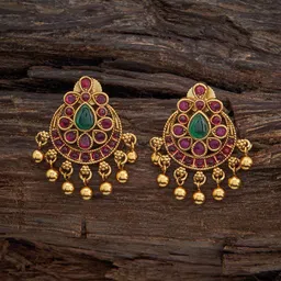 Kushal's Fashion Jewellery Gold-Plated Classic Antique Drop Earrings-37