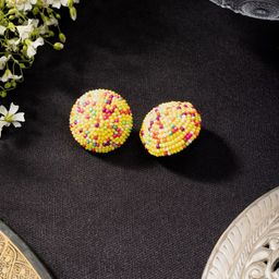 Niscka Artificial Beads Beaded Circular Studs Earrings-15