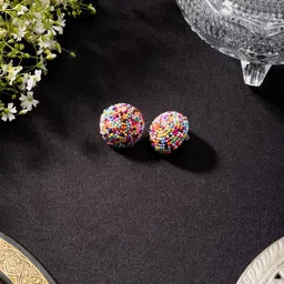 Niscka Beaded Circular Stud Earrings-41