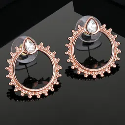 Estele Rose Gold Plated Circular Studs Earrings-4