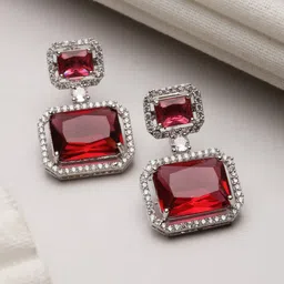 Kennice Rhodium-Plated Square Drop Earrings-52
