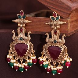 Priyaasi Gold-Plated Contemporary Drop Earrings-90
