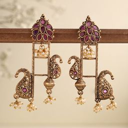 Priyaasi Gold-Plated Contemporary Drop Earrings-image-39
