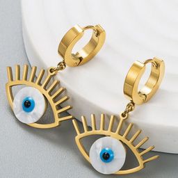 VIEN Gold Plated Evil Eye Hoop Earrings-45