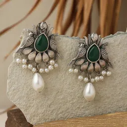 VENI Silver Plated Oxidised Contemporary Studs-image-54