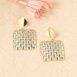 SOHI Gold Plated Square Drop Earrings-10