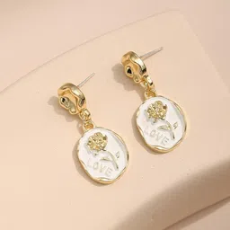 MYKI Gold-Plated Contemporary Drop Earrings-9
