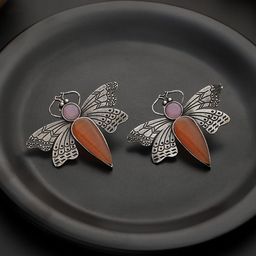 VENI 92.5 Silver Oxidised Contemporary Studs Earrings-image-89