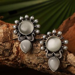 VENI Silver Plated Oxidised Contemporary Studs-29