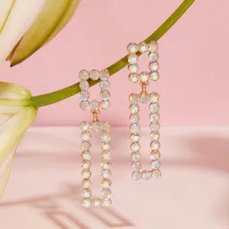 AMI Gold-Plated Stone-Studded Contemporary Drop Earrings-70
