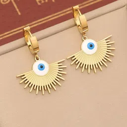 VIEN Gold-Plated Studded Contemporary Drop Earrings-image-37