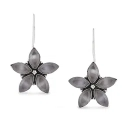 EL REGALO Silver-Plated Floral Drop Earrings-image-81