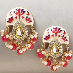 OOMPH Meenakari & Kundan Contemporary Drop Earrings-15