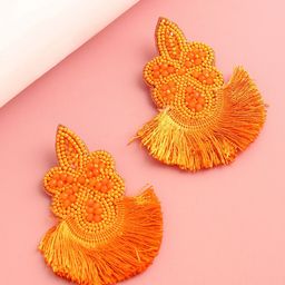 SOHI Orange Contemporary Drop Earrings-49