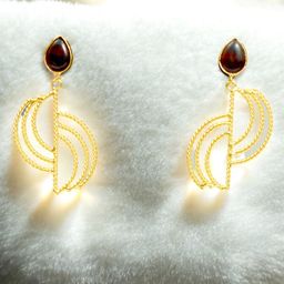 TISHUL JEWELS Gold-Plated Artificial Beaded Contemporary Shaped Drop Earrings-image-10