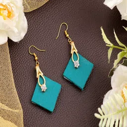 UNIVERSITY TRENDZ Gold-Plated Cubic Zirconia Studded Drop Earrings-20