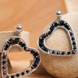 XPNSV Silver-Plated Heart Shaped Drop Earrings-8
