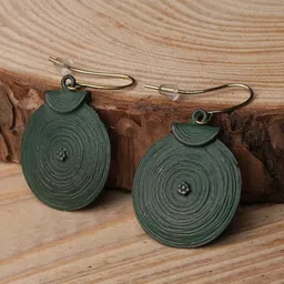 XPNSV Green Contemporary Drop Earrings-10