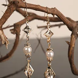 BuckleUp Gold-Plated Contemporary Drop Earrings-34