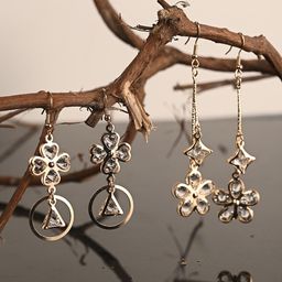 BuckleUp Pack Of 2 Gold-Plated Stone-Studded Contemporary Drop Earrings-50