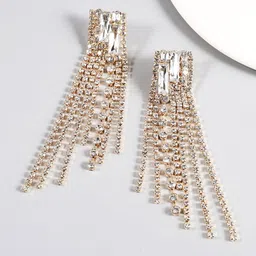 Bellofox Artificial Stones and Beads Studded Drop Earrings-image-25