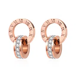 Yellow Chimes Rose Gold Plated Contemporary Drop Earrings-image-87