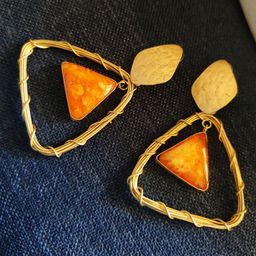 Binnis Wardrobe Orange Contemporary Drop Earrings-image-13