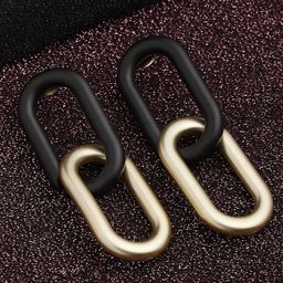 VOGUE PANASH Gold-Plated & Black Contemporary Drop Earrings-image-13