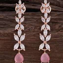 Kushal's Fashion Jewellery Rose Gold-Plated Zircon Studded Contemporary Drop Earrings-54