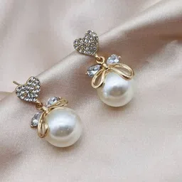 Celestique Stone Studded Contemporary Drop Earrings-image-3