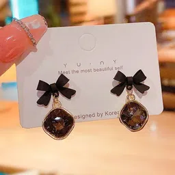 Celestique Crystals Studded Contemporary Drop Earrings-15