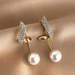 Celestique Stone Studded Contemporary Drop Earrings-image-4