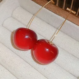 Celestique Gold-Plated Cherry Drop Earrings-5