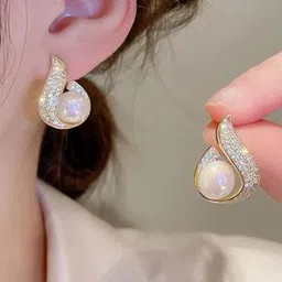 Celestique Silver-Plated Mother of Pearl Contemporary Drop Earrings-35