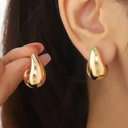 Celestique Teardrop Shaped Stainless Steel Drop Earrings-54