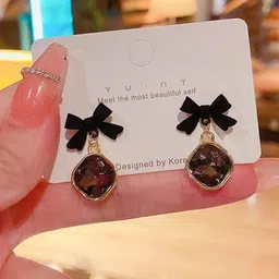 Celestique Crystals Studded Contemporary Drop Earrings-16