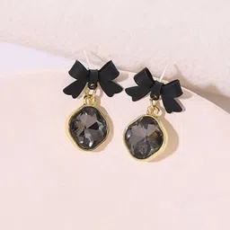 Celestique Crystals Studded Contemporary Drop Earrings-image-65