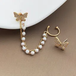 Celestique Gold Plated Contemporary Drop Earrings-image-88