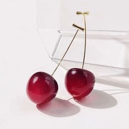 Celestique Gold-Plated Cherry Design Korean Acrylic Drop Earrings-32